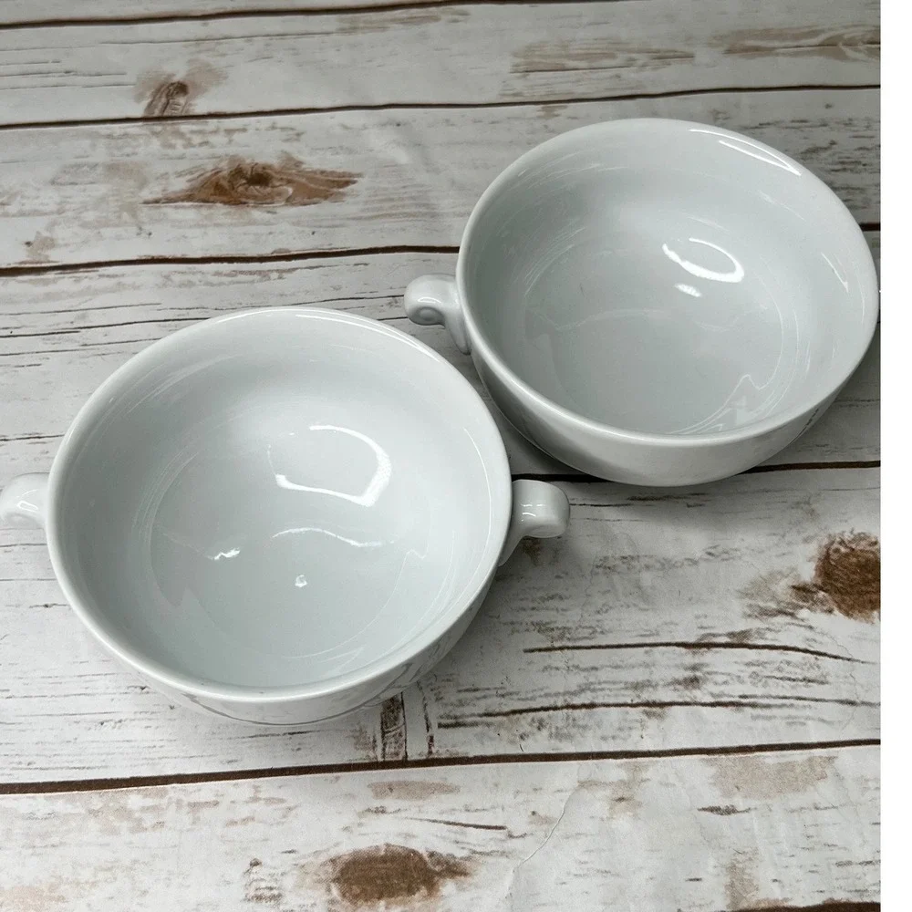 Bellissima by over and back Soup‎ Bowls White Double Handled Porcelain Set of 2